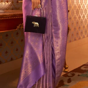 Elegant Kanjivaram Satin Silk Saree with Zari Shine Weaving