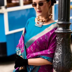 Soft Silk Saree with Ikkat Border and Classic Elegance