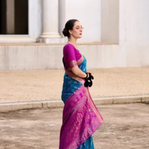 Soft Silk Saree with Ikkat Border and Classic Elegance