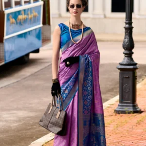 Soft Silk Saree with Ikkat Border and Classic Elegance