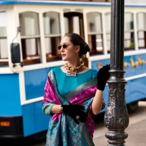 Soft Silk Saree with Ikkat Border and Classic Elegance