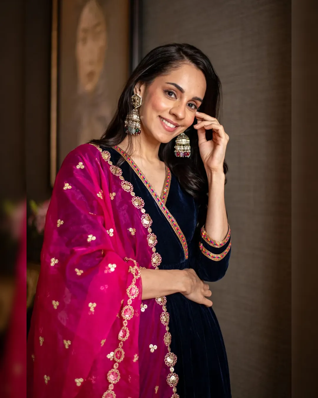 Regal Velvet Top-Pant Dupatta Set – Ready to Wear - Image 2