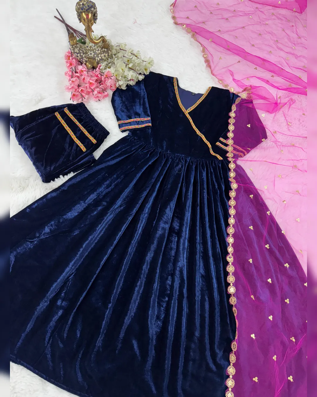 Regal Velvet Top-Pant Dupatta Set – Ready to Wear - Image 8
