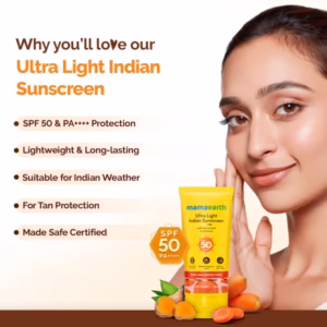 MAMAEARTH ULTRA LIGHT INDIAN SUNSCREEN SPF 50 PA+++ 80 ML
