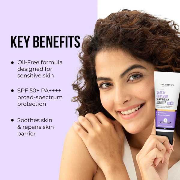 Dr Sheth's Oats & Ceramide Sensitive Skin Sunscreen-50g - Image 10
