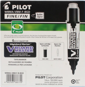 Black Pilot V Board Marker Extra Cartudge Pack Of 12 Pcs