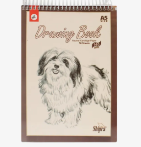 Cream Shipra A5 Drawing Book 50 Sheets | Shipra A5 Size Drawing Book - Natural Cartridge Paper - 50 Sheets - 140 GSM