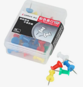 Comix Push Pins, Multi Colors, Steel Point 35 Pcs