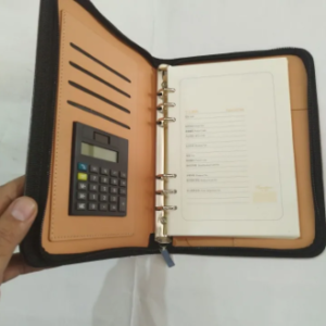 Executive Diary with Zipper Lock Ring Style Calculator And Card Holder Case Inside