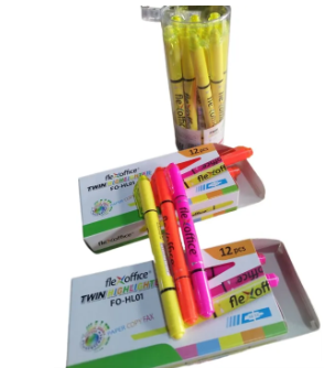 Flex Office Double Sided Highlighter Pen 12 Pcs In Pack