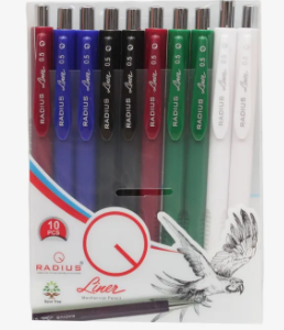 Multicolor Color Radius Liner Mechanical Pencil Pack Of 10 | Bold And Smooth Writing 0.5mm Tip Mechanical Pencil - 10 Pcs