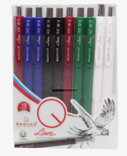 Multicolor Color Radius Liner Mechanical Pencil Pack Of 10 | Bold And Smooth Writing 0.5mm Tip Mechanical Pencil - 10 Pcs