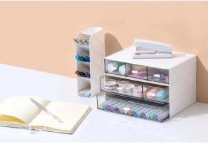 Comix Desk Organizer with 6 Drawers, Rectangular Desktop Drawers, Plastic Makeup Storage Box