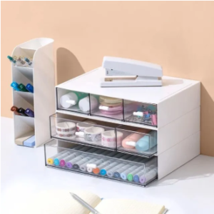Comix Desk Organizer with 6 Drawers, Rectangular Desktop Drawers, Plastic Makeup Storage Box