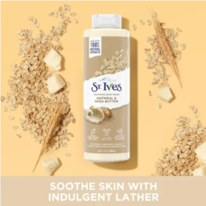 St. Ives Body Wash - Soothing Moisturizing Cleanser with Oatmeal & Shea Butter, Made with Plant-Based Cleansers and 100% Natural Extracts, 650ml